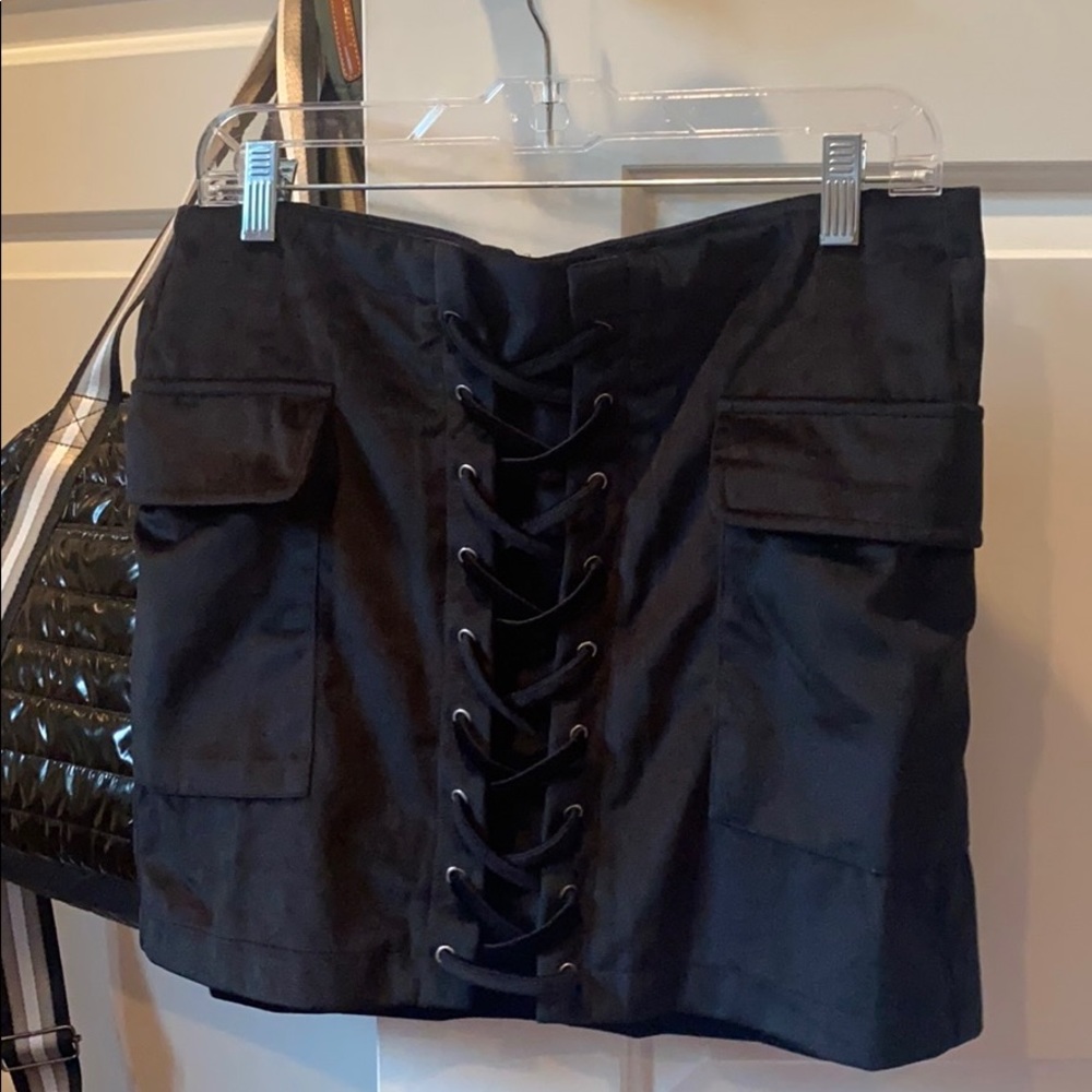 SUEDE LACE UP MINI SKIRT